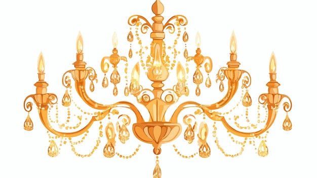 Vector elegant coquette frame badge art chandelier lamp on flat background