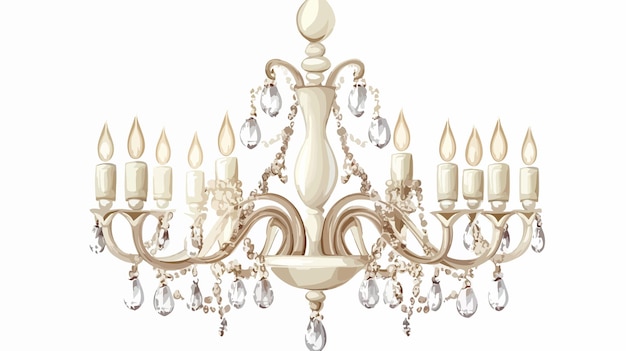 Vector elegant coquette frame badge art chandelier lamp on flat background