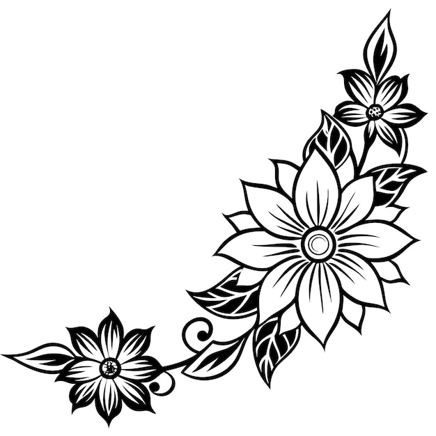 Elegant Corner Floral Border Line Vector Design for Invitations and Decorative Projects