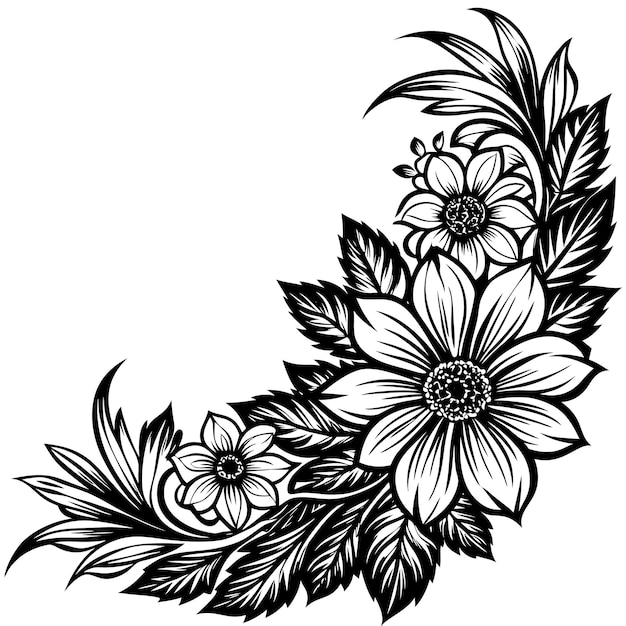 Elegant Corner Floral Border Line Vector Design for Invitations and Decorative Projects