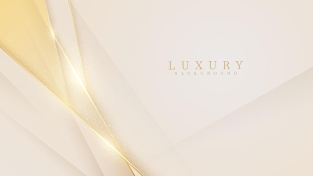 Elegant cream shade background with line golden elements. Realistic luxury