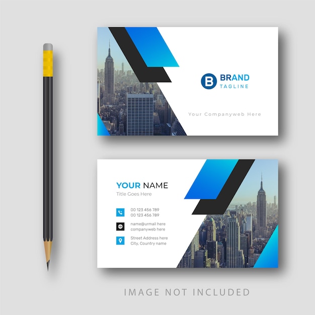 Elegant creative modern minimal company business card vector template in black and blue color