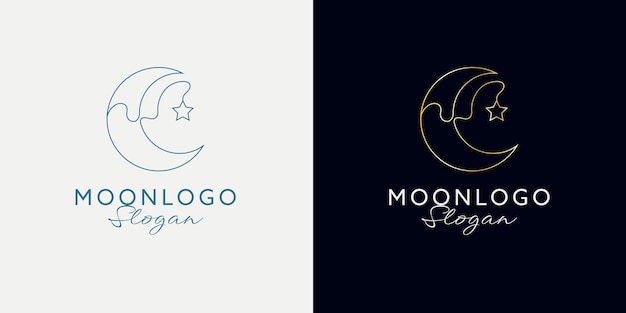 Elegant crescent moon logo design Abstract style illustration for background cover banner