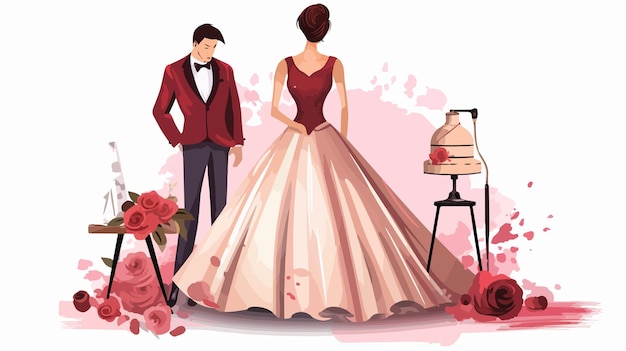 Vector elegant custom tailoring wedding dresses logo design with mannequin