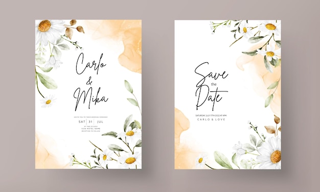 elegant daisy flower wedding invitation card template