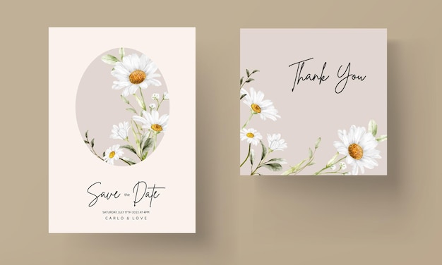 elegant daisy flower wedding invitation card template