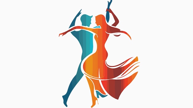 Elegant Dancing Couple Logo Vector Isolated on White Background