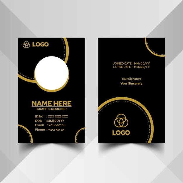 Vector elegant dark gold yellow id card template