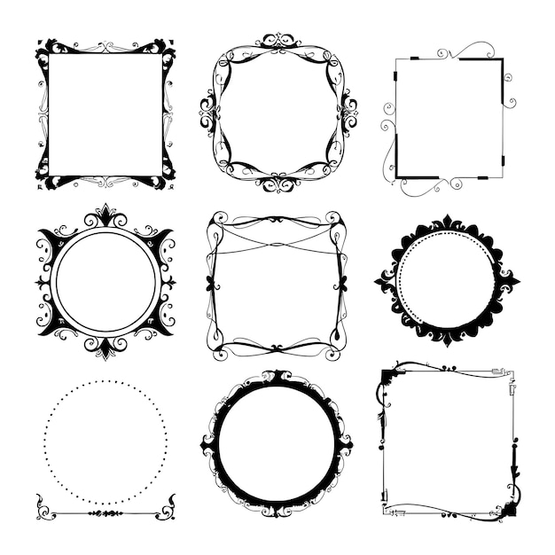 Vector elegant decorative frame set