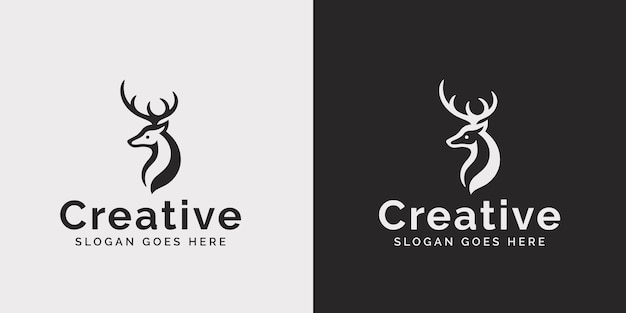 Elegant Deer Logo Design With Slogan Placeholder on Dual Backgrounds