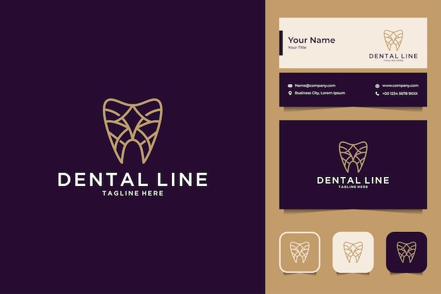 Elegant dental line art style logo design and business card