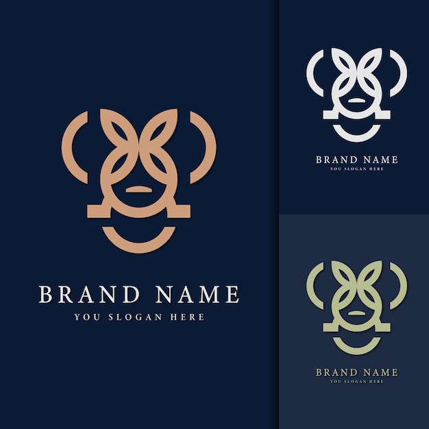 Elegant design monogram rabbit Logo design