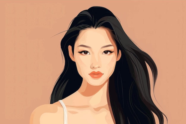 Vector elegant digital portrait woman