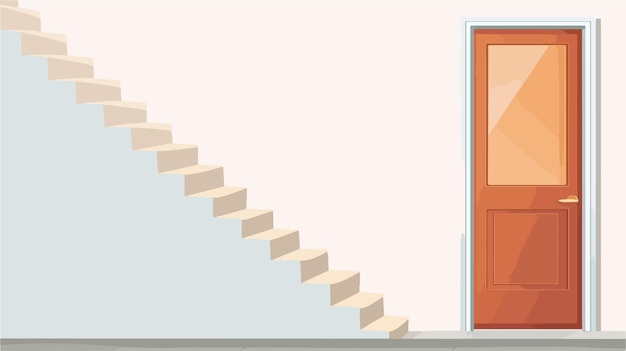 Elegant Door and Stair Vector with Free Space for Text Wallpaper