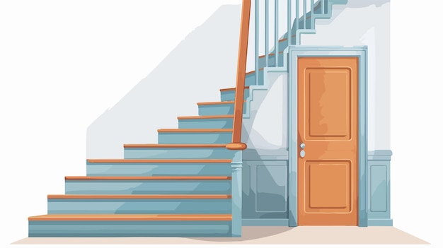 Elegant Door and Stair Vector with Free Space for Text Wallpaper