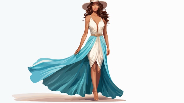 Vector elegant dress full body portrait of sexy woman fashion concept