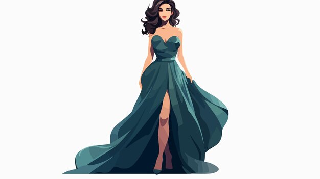 Vector elegant dress full body portrait of sexy woman fashion concept