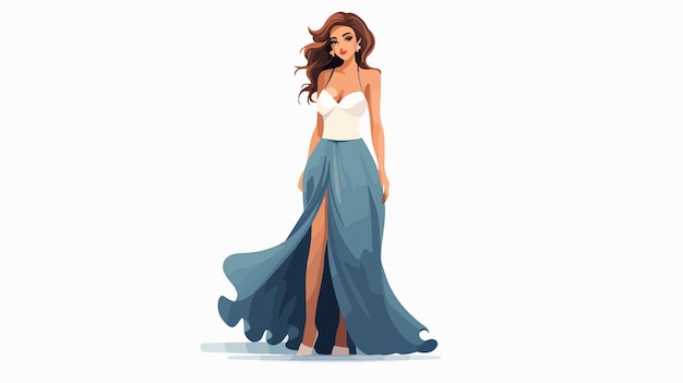 Vector elegant dress full body portrait of sexy woman fashion concept