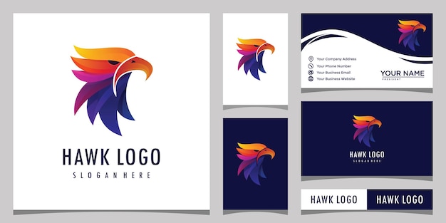 Elegant eagle head design logo template and business card design