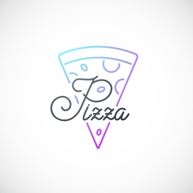 Elegant emblem for Pizzeria Line icon with slice of pizza