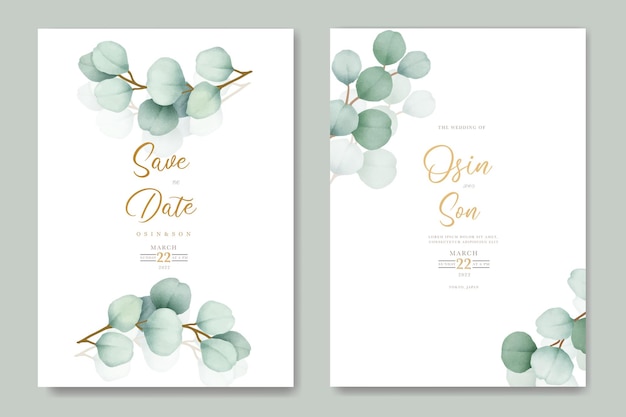 Elegant eucalyptus wedding invitation card set