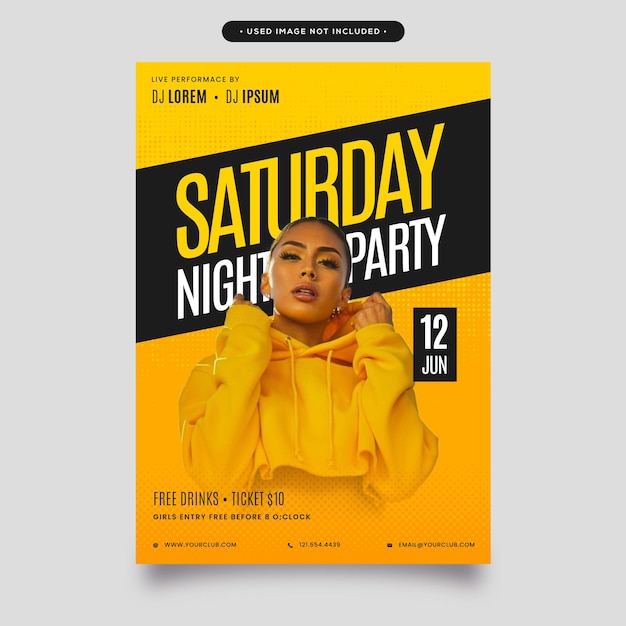 Elegant event party flyer, poster with black and yellow background- Editable Flyer