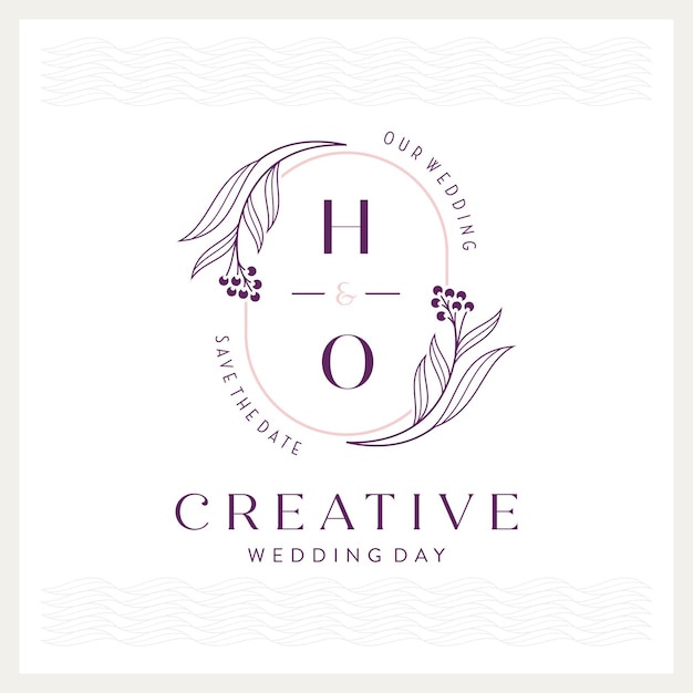 Elegant and eye-catching H and O monogram wedding logo