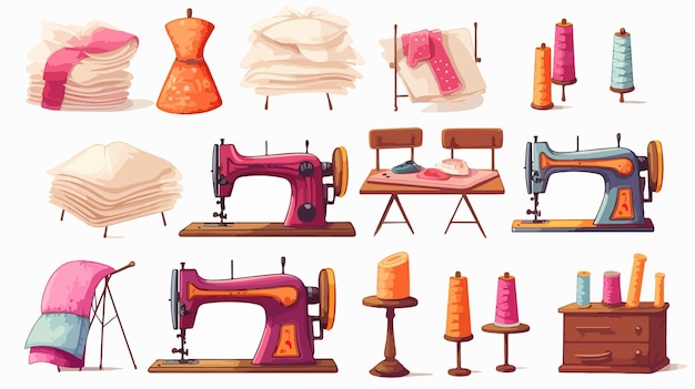 Vector elegant fabric sewing clipart vector illustration