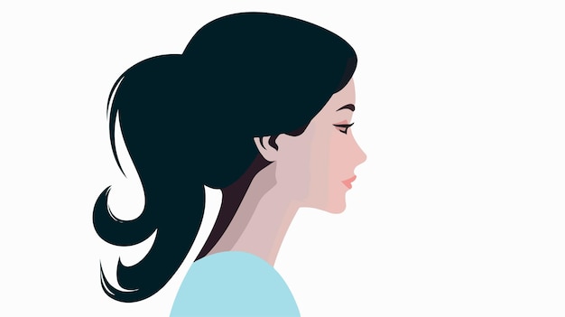 Elegant Faceless Woman Profile Vector on White Background