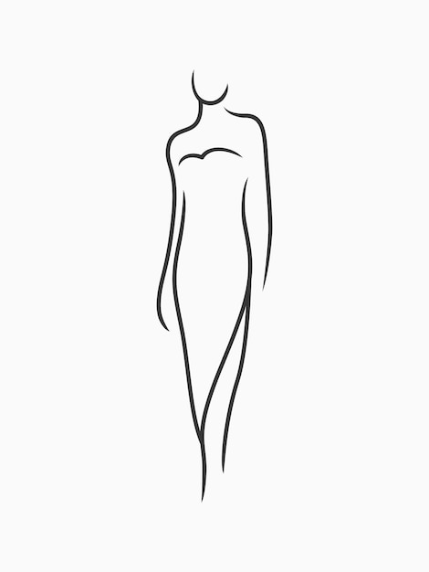 Elegant female body art line silhouette