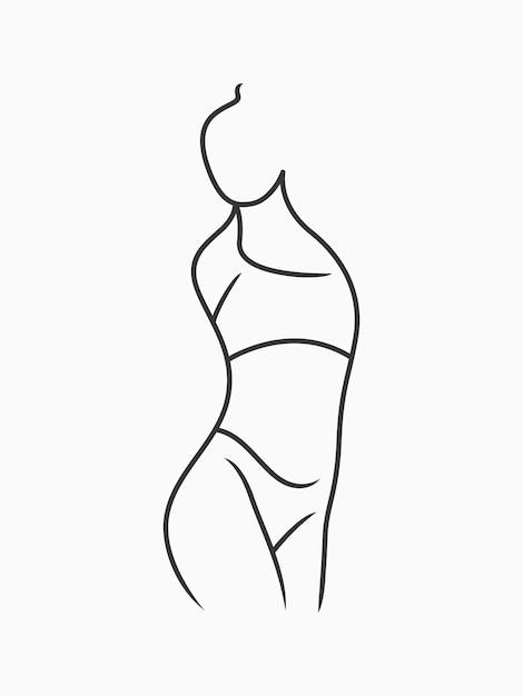 Elegant female body art line silhouette