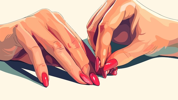 Vector elegant female hands doing manicure