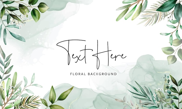 elegant floral background with hand drawing leaves watercolor