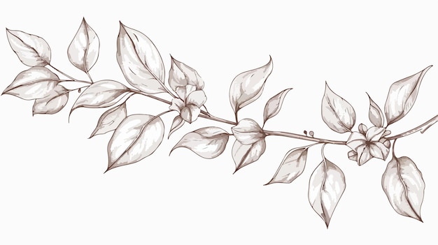 Vector elegant floral branch leaves vector illustration handdrawn