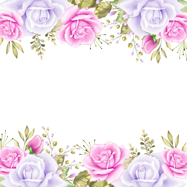 elegant floral frame with watercolor flowers