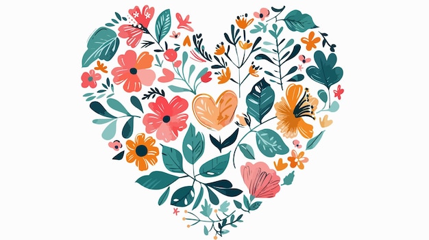 Vector elegant floral heart on white background for love concept