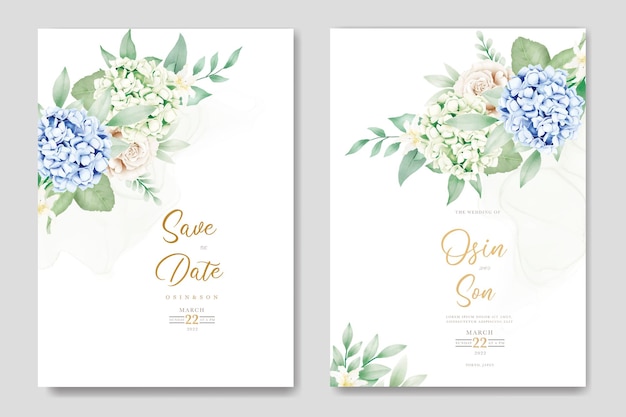 elegant floral hydrangea wedding invitation card