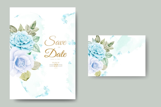 elegant floral and leaves watercolor wedding invitation card