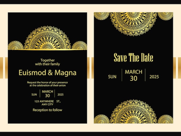 Vector elegant floral luxury mandala wedding invitation backgroundtemplate