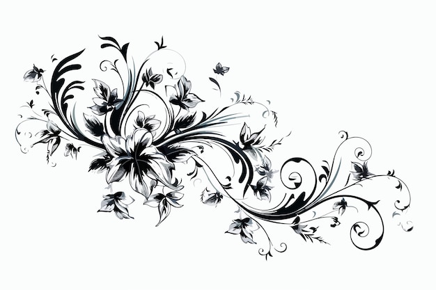 Elegant Floral Pattern Single Clipart Isolated on White Background