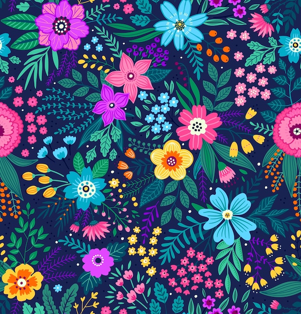 Elegant floral pattern in small colorful flowers. Seamless background for fashion print.