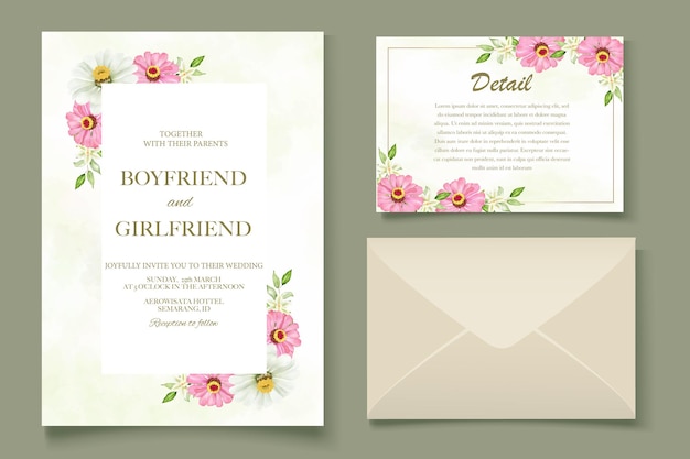 Elegant floral template wedding card watercolor