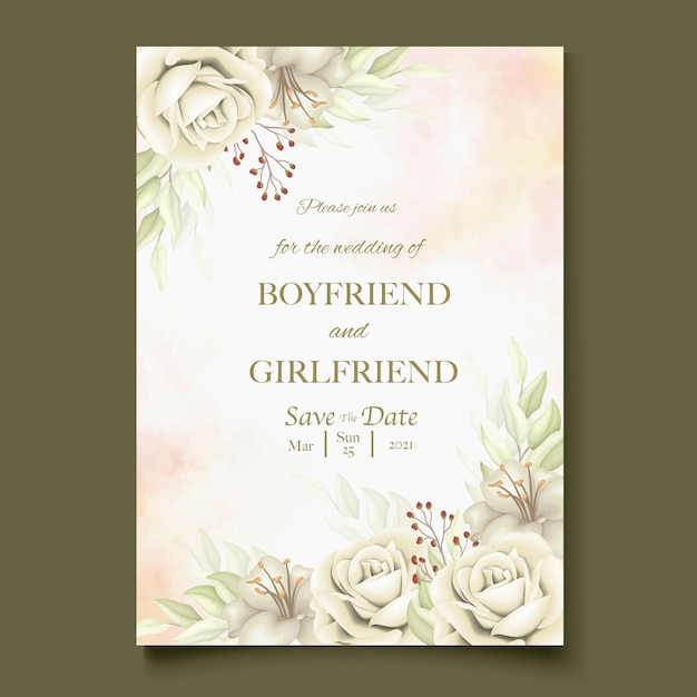 Elegant floral template wedding card