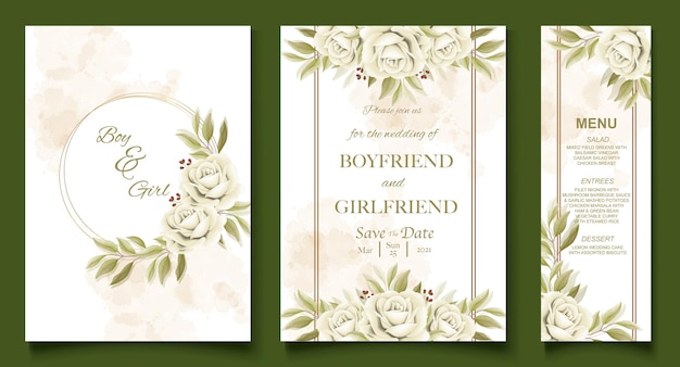 Elegant floral template wedding card