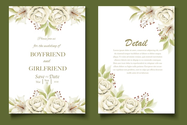 Elegant floral template wedding card