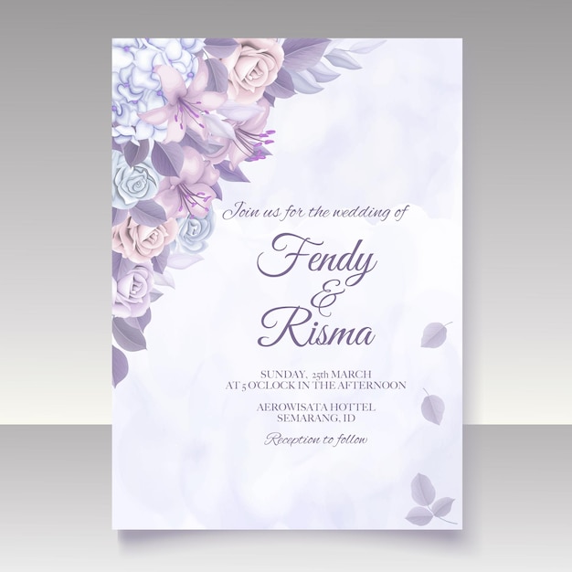 Elegant floral template wedding card