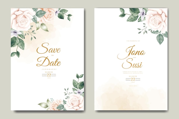 elegant floral watercolor wedding invitation card