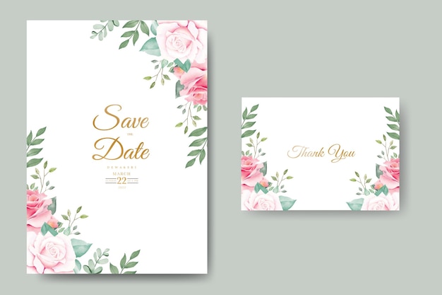 Elegant Floral Watercolor Wedding Invitation Card