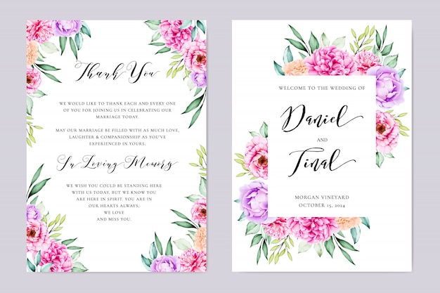 Elegant floral wedding invitation card design 