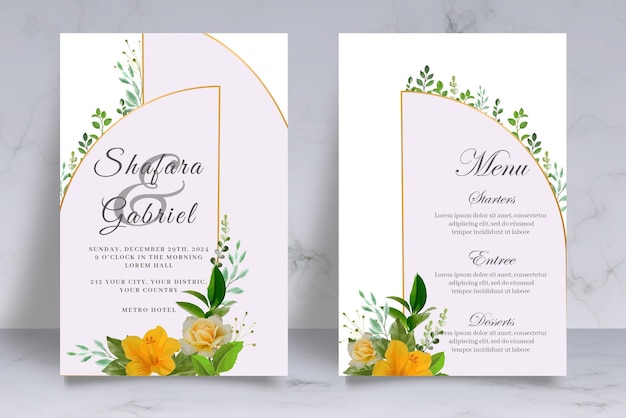 Elegant Floral Wedding Invitation Card Set